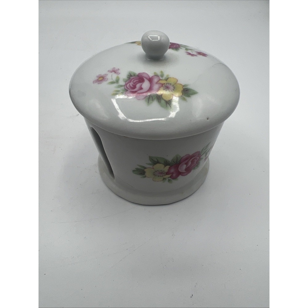 Vintage Giftco Ceramic Stamp Dispenser With Roses Cottage Core Trinket Romantic